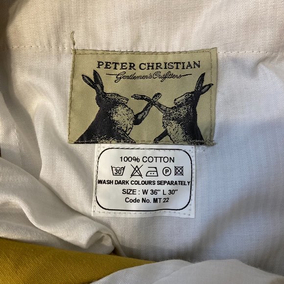PETER CHRISTIAN Mens W 36 L 30 Mustard Flat Front Chinos Pants - Picture 9 of 13
